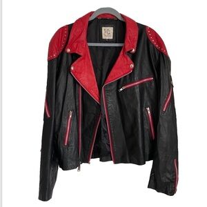 J Park Collection Vintage Leather Jacket Red 44